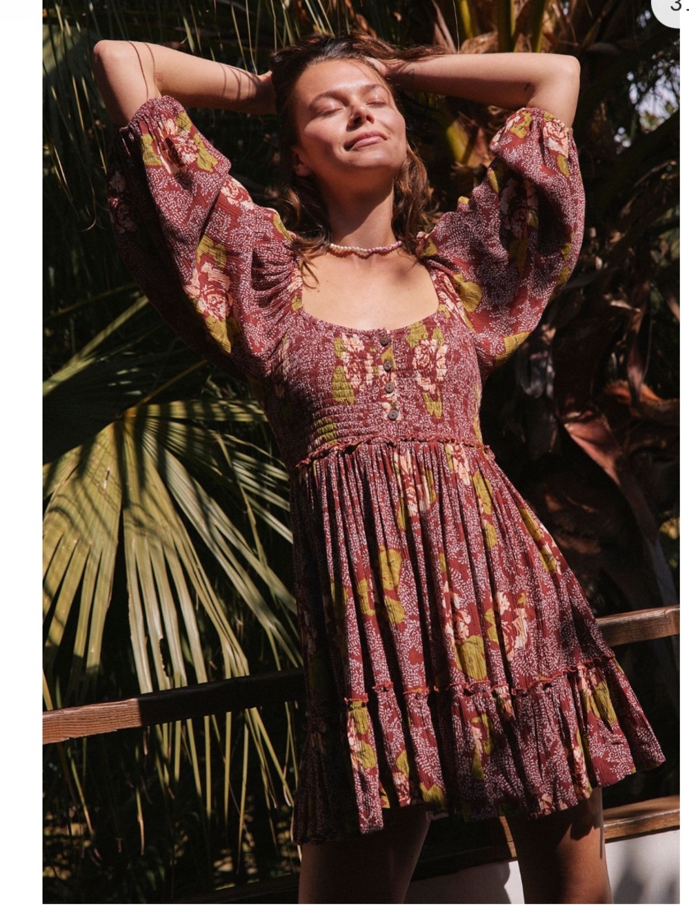 Free People Summer Picnic Printed Mini Dress